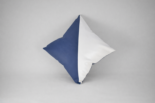 Synthetic Leather Blue & White Cushion