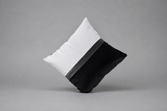 Velvet Square Cushion - Black & White