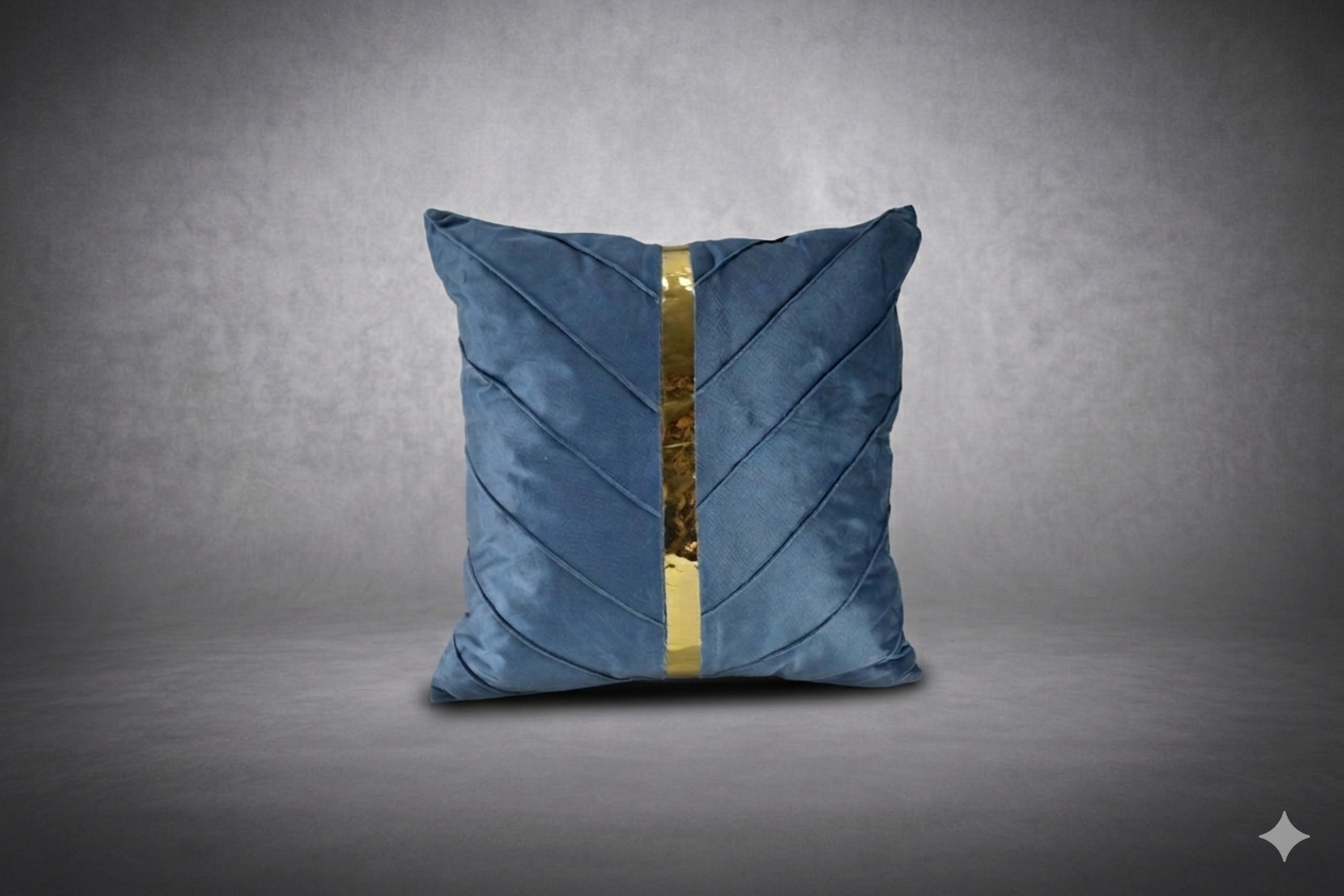 Pack of 2/3/4/5 Velvet Decorative Square Cushion -Grey and gold