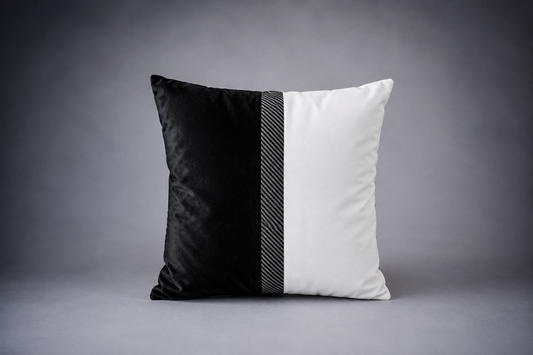 Velvet Square Cushion - Black & White