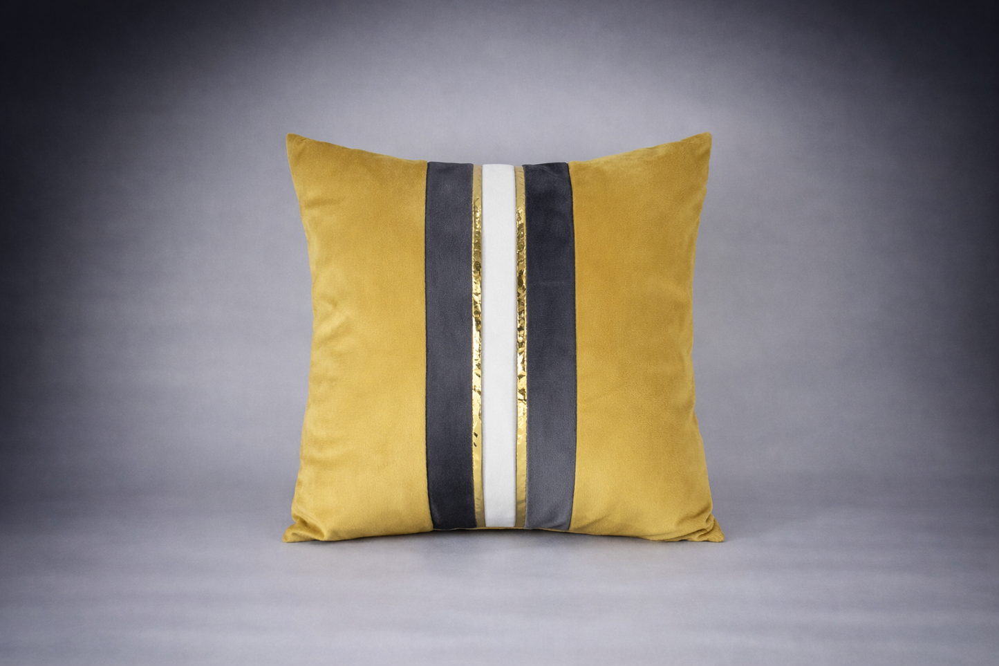 Velvet Decorative Square Cushion Packs -Gold and Grey
