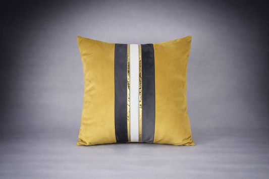 Velvet Decorative Square Cushion Packs -Gold and Grey